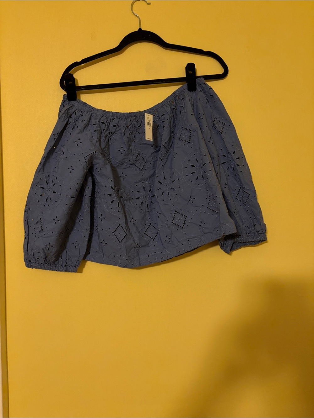 GAP Blue Eyelet Off The Shoulder Cropped Top
